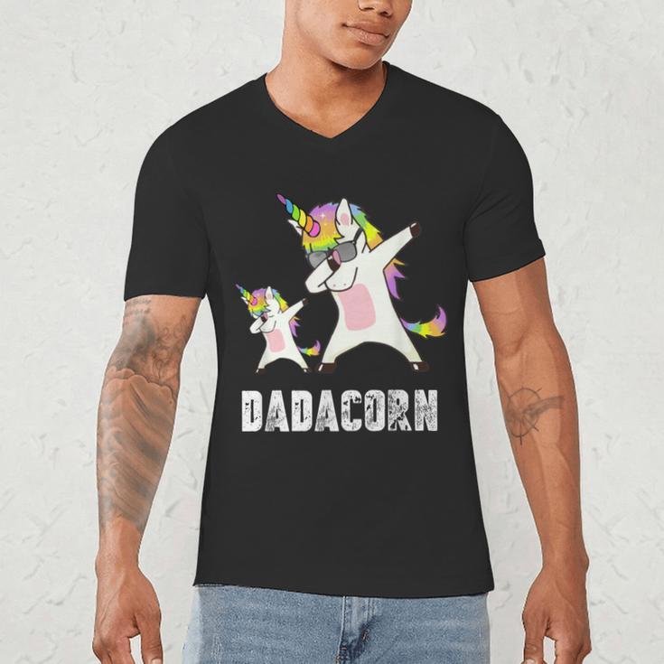 Dadacorn Shirt Unicorn Dad And Baby Best Father Men's V-Neck T-Shirt