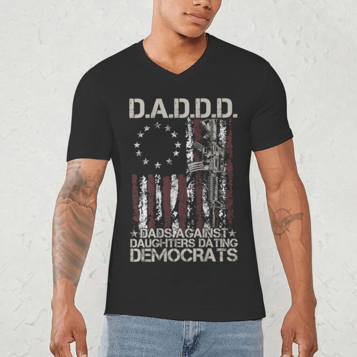 Daddd Gun Dads Against Daughters Dating Democrats On Back Men's V-Neck T-Shirt