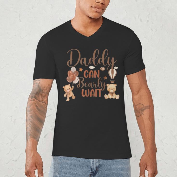 Daddy Can Bearly Wait Bear Gender Neutral Boy Baby Shower Men's V-Neck T-Shirt
