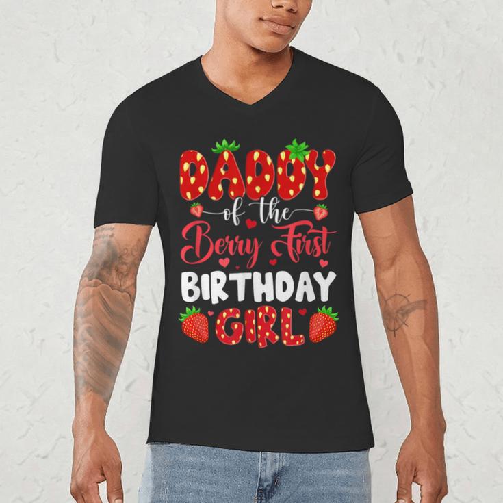 Daddy Of The Berry First Birthday Of Girl Strawberry Men's V-Neck T-Shirt Daddy Of The Berry First Birthday Of Girl Strawberry Men's V-Neck T-Shirt