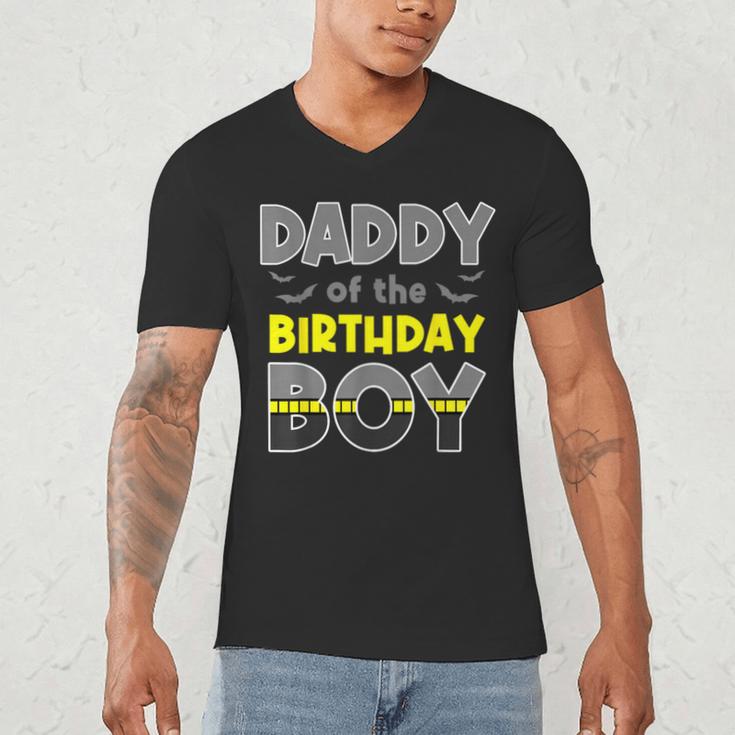 Daddy Of The Birthday Boy Bat Family Party Theme Boys Men's V-Neck T-Shirt