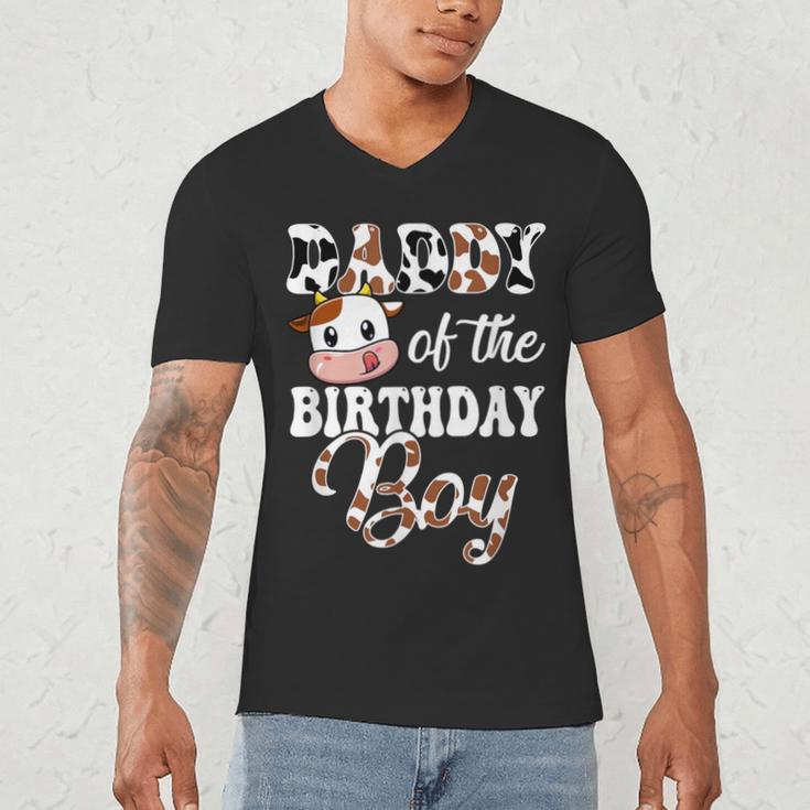 Daddy Of The Birthday Boy Cow Farm 1St Birthday Boy Men's V-Neck T-Shirt