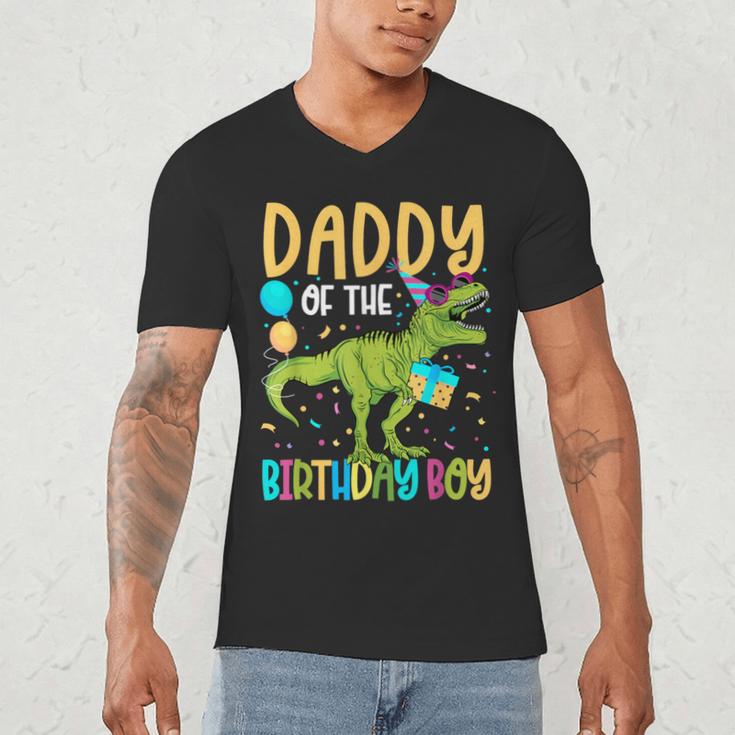 Daddy Of The Birthday Boy Family Matching Dinosaur Squad Men's V-Neck T-Shirt