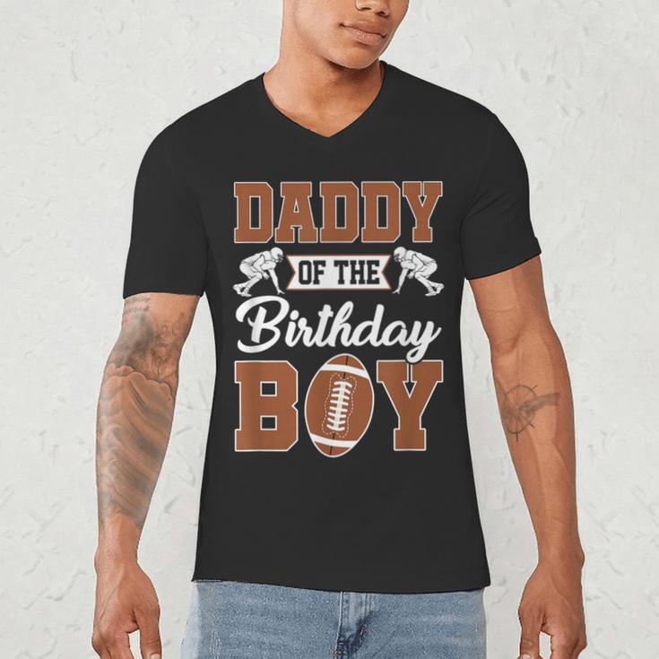 Daddy Of The Birthday Boy Football Party Family Matching Men's V-Neck T-Shirt