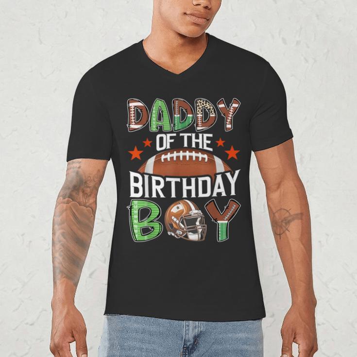 Daddy Of The Birthday Boy Game Day Football Men's V-Neck T-Shirt