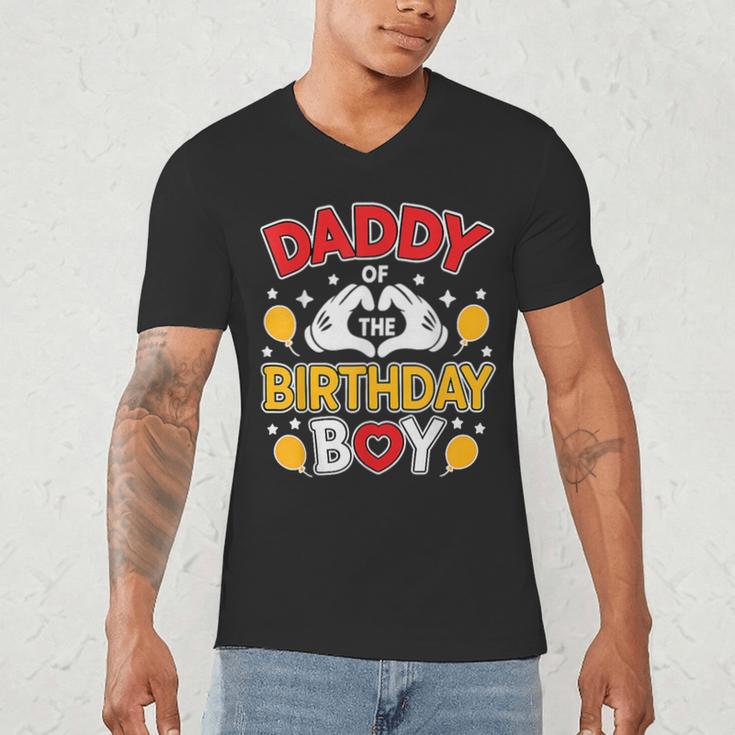 Daddy Of The Birthday Boy Shirt Matching Dad Son Family Bday Men's V-Neck T-Shirt