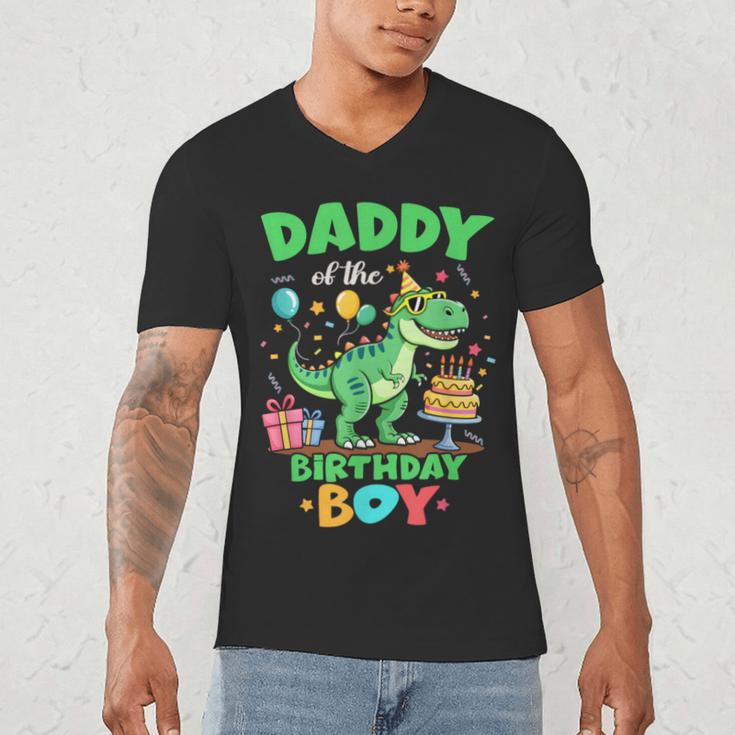 Daddy Of The Birthday BoyRex Dinosaur Family Party Men's V-Neck T-Shirt