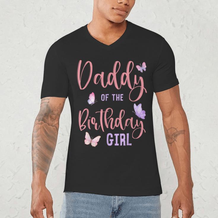 Daddy Of The Birthday Girl Butterfly Party Matching Family Men's V-Neck T-Shirt