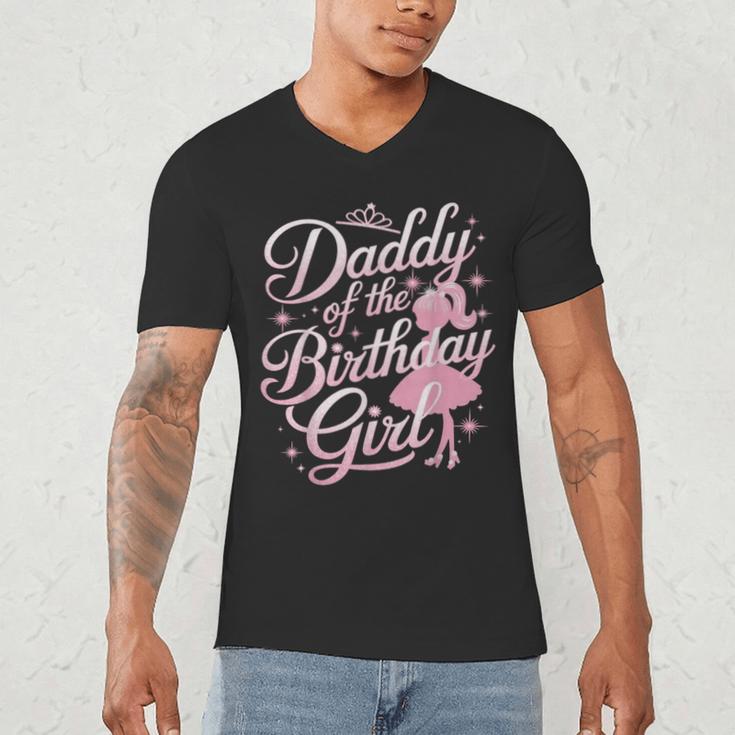 Daddy Of The Birthday Girl Doll Birthday Kid Family Matching Men's V-Neck T-Shirt