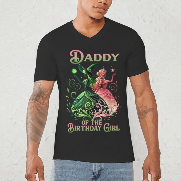 Daddy Of The Birthday Girl Pink And Green Family Matching Men's V-Neck T-Shirt
