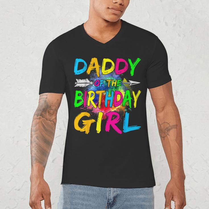 Daddy Of The Birthday Girl Retro 80's Party Men's V-Neck T-Shirt