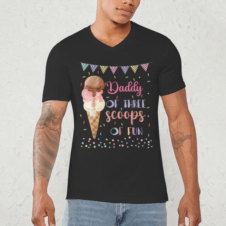 Daddy Dad Ice Cream Third Birthday Three Scoops Of Fun Men's V-Neck T-Shirt Daddy Dad Ice Cream Third Birthday Three Scoops Of Fun Men's V-Neck T-Shirt