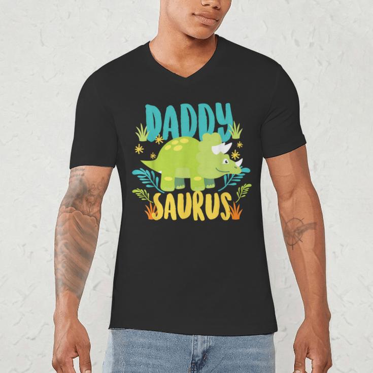 Daddy Dad Saurus Rex Dinosaur Dino For Father Men's V-Neck T-Shirt