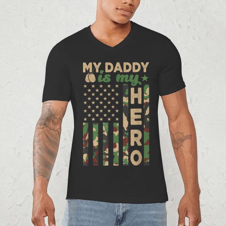 My Daddy Is My Hero Military Dad US Flag Father’s Day Men's V-Neck T-Shirt My Daddy Is My Hero Military Dad US Flag Father’s Day Men's V-Neck T-Shirt