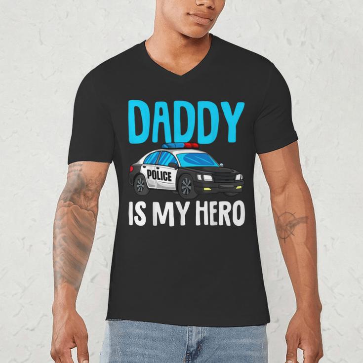 Daddy Is My Hero Police Toddler Police Officer Cop Boys Kids Men's V-Neck T-Shirt