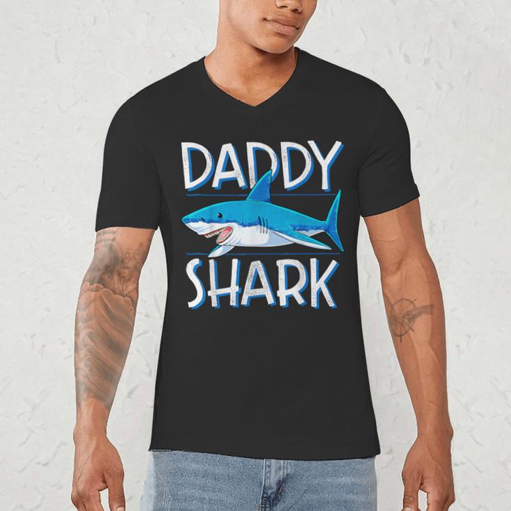 Daddy SharkShirt Fathers Day Family Matching Dad Men's V-Neck T-Shirt
