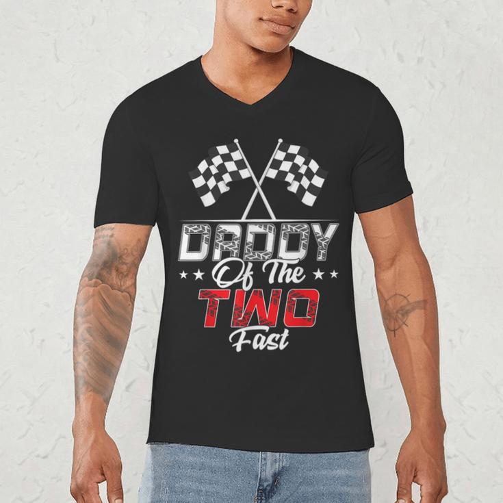 Daddy Of The Two Fast Second Birthday Racing Car Family Men's V-Neck T-Shirt