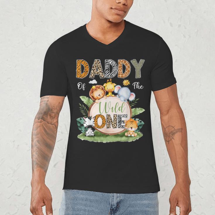 Daddy Of The Wild One 1St Birthday Kids Safari Jungle Men's V-Neck T-Shirt