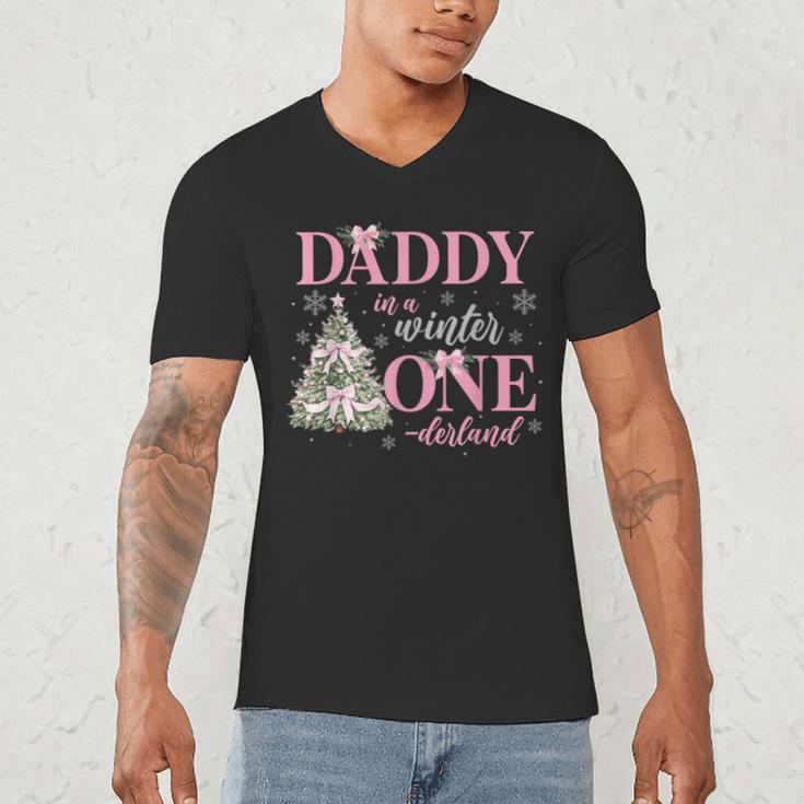 Daddy In a Winter Onederland Birthday Girl Christmas Tree Men's V-Neck T-Shirt