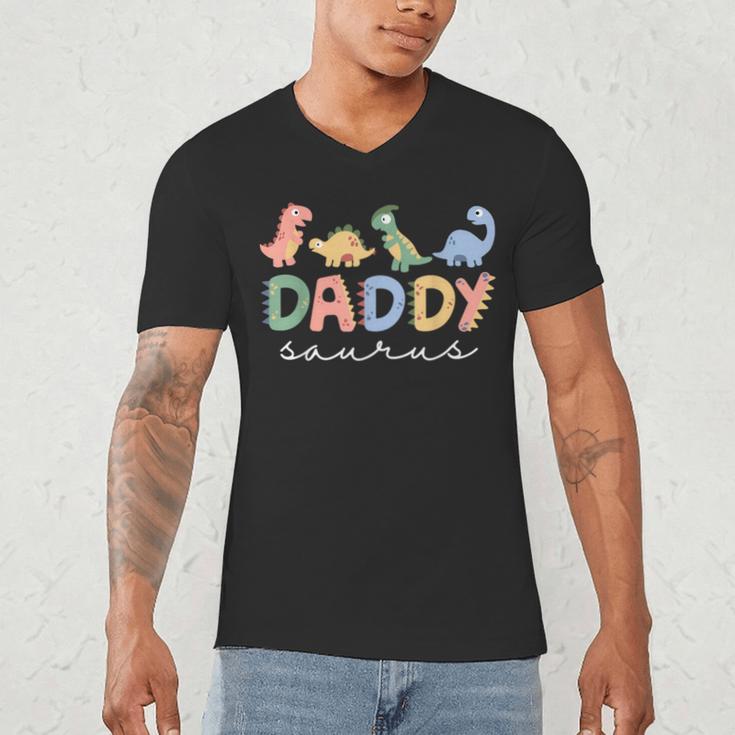 DaddysaurusRex Dinosaur Dad Daddy Saurus Family Men's V-Neck T-Shirt