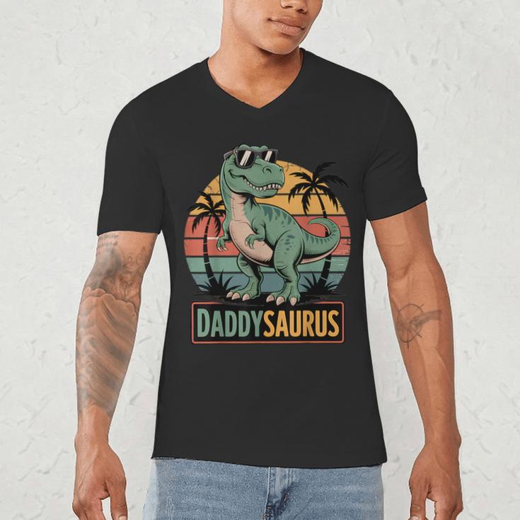 DaddysaurusRex Dinosaur Daddy Saurus Family Matching Dad Men's V-Neck T-Shirt DaddysaurusRex Dinosaur Daddy Saurus Family Matching Dad Men's V-Neck T-Shirt