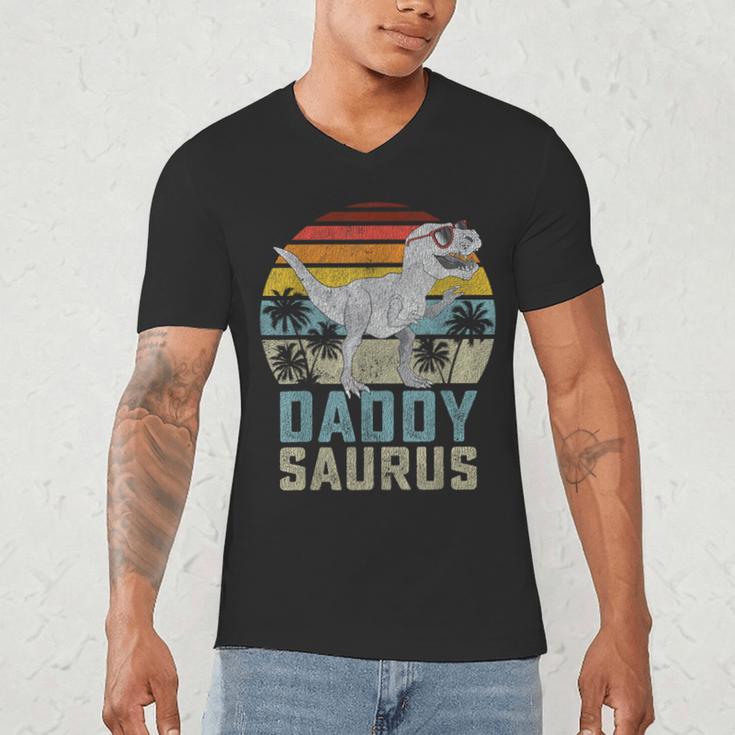 DaddysaurusRex Dinosaur Daddy Saurus Family Matching Men's V-Neck T-Shirt