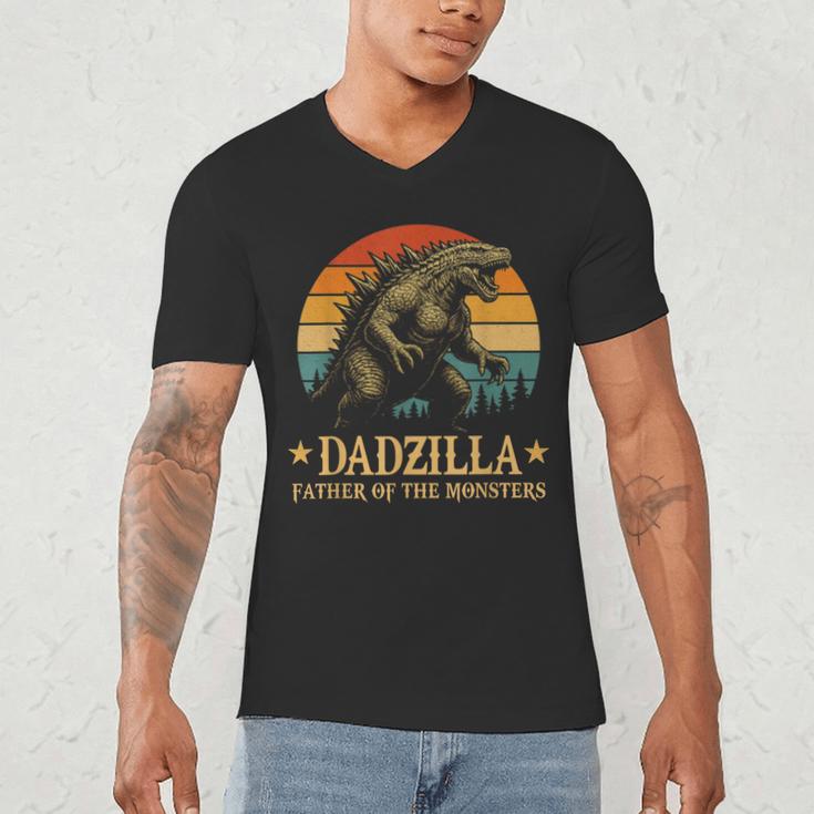 Dadzilla-Father Of The Monsters Dad Father's Day Men's V-Neck T-Shirt