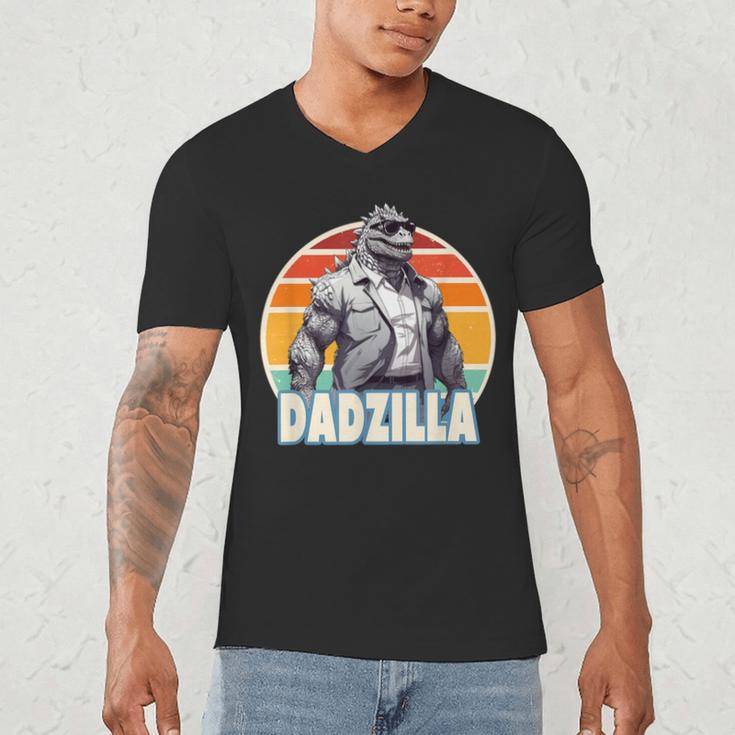 Dadzilla The Rad Dad Kaiju Vibes Men's V-Neck T-Shirt