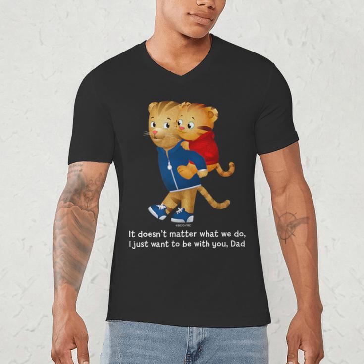 Daniel And Dad Tiger Dark Shirt Men's V-Neck T-Shirt
