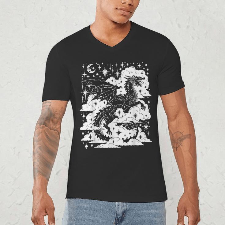 Dark Academia Fantasy Dragon Book Lover Bookish Goblincore Men's V-Neck T-Shirt