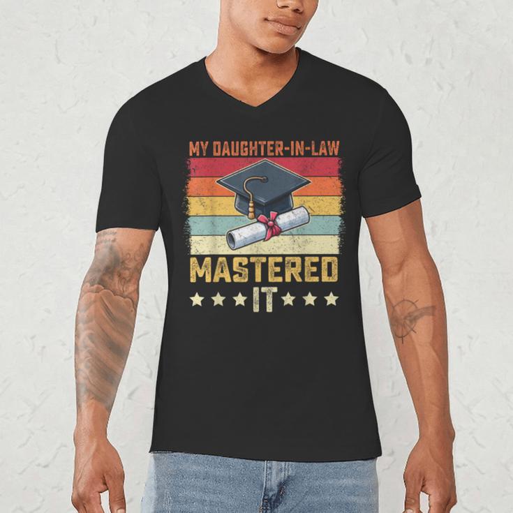 My Daughter In Law Mastered It Master's Graduation Vintage Men's V-Neck T-Shirt