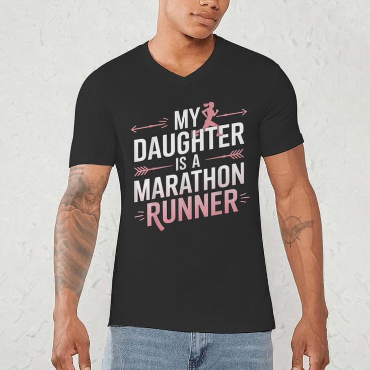 My Daughter Is A Marathon Runner Proud Mom & Dad Men's V-Neck T-Shirt