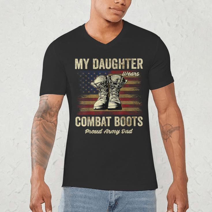 My Daughter Wears Combat Boots Proud Army Dad Veteran Day Men's V-Neck T-Shirt