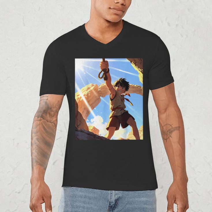 David And Goliath Bible Book Samuel King David Anime Manga Men's V-Neck T-Shirt
