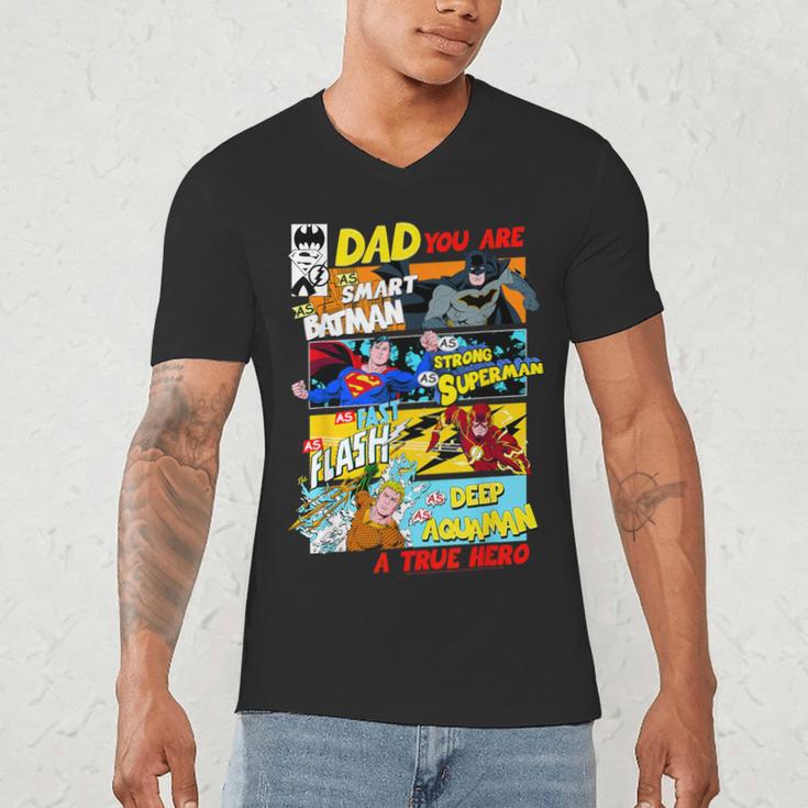 DC Comics Father's Day Justice League Dad Attributes Men's V-Neck T-Shirt