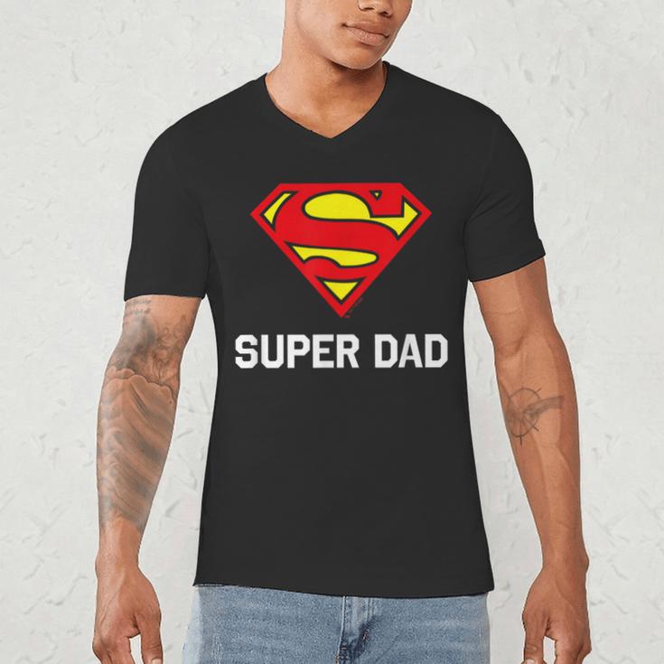 DC Comics Superman Father's Day Super Dad Logo Men's V-Neck T-Shirt