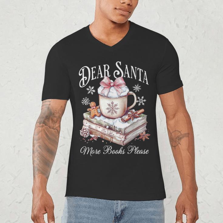Dear Santa More Book Please Christmas Reading Book Librarian Men's V-Neck T-Shirt