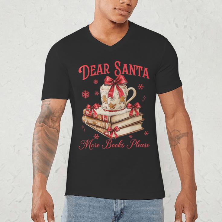 Dear Santa More Books Please Reading Book Lover Christmas Men's V-Neck T-Shirt