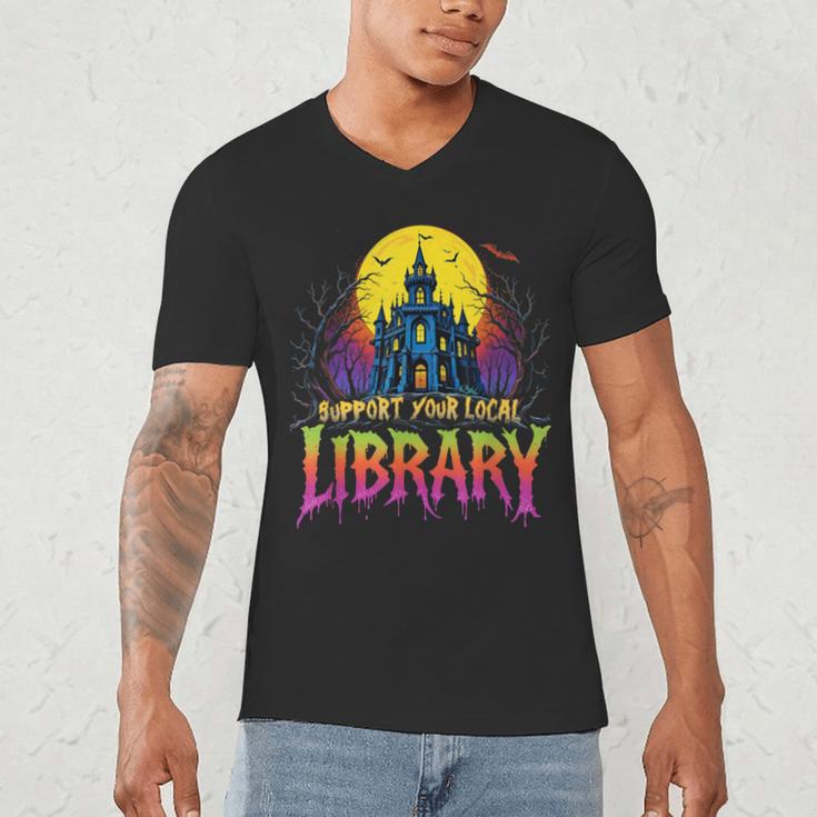 Death Gothic Support Your Local Library Lovers Book Men's V-Neck T-Shirt