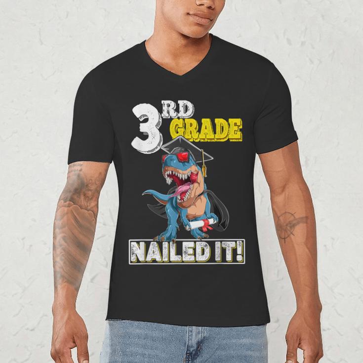 Dinosaur Graduation Cap Gown 3rd Grade Graduate Nailed It Men's V-Neck T-Shirt