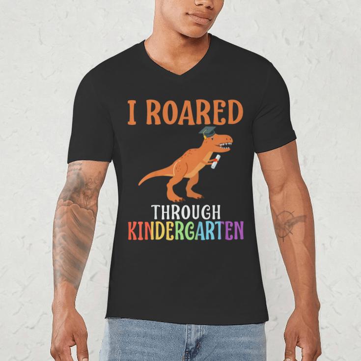 Dinosaur Graduation I Roared Through Kindergarten T-Shirt Men's V-Neck T-Shirt
