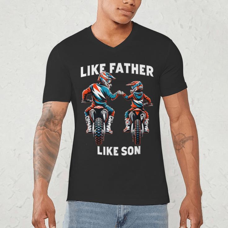 Dirt Bike Family Father Son Motocross Off-Road MX Dad Boys Men's V-Neck T-Shirt
