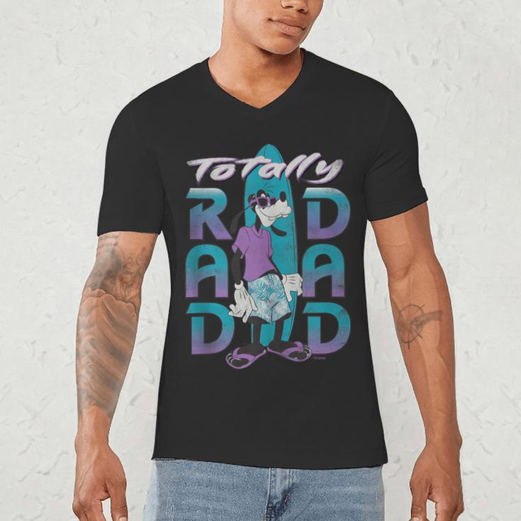Disney Goofy Totally Rad Dad Father’s Day Surfing Distressed Men's V-Neck T-Shirt