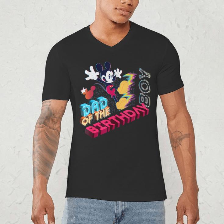 Disney Mickey Mouse Family Star Dad Of The Birthday Boy Men's V-Neck T-Shirt