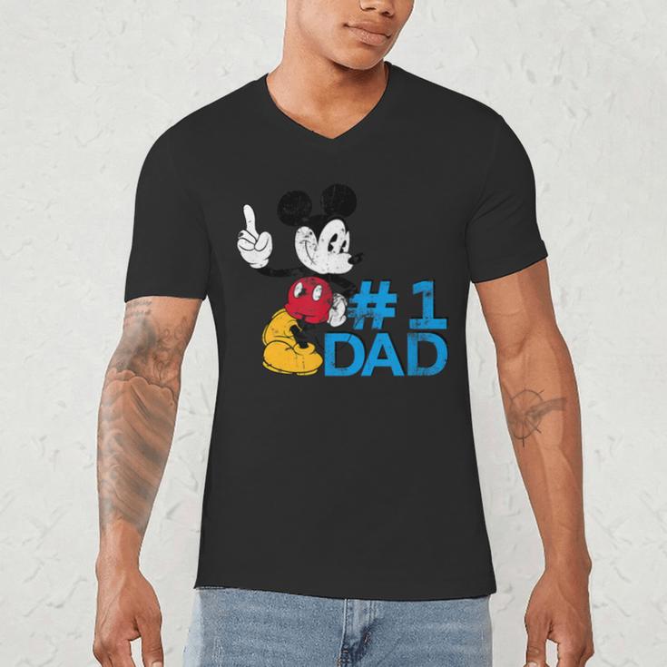 Disney Mickey Mouse Father's Day 1 Dad Men's V-Neck T-Shirt