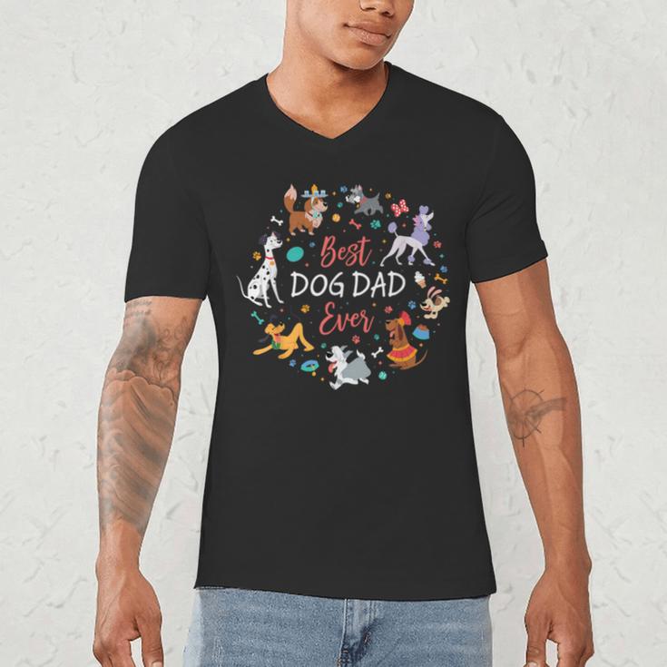Disney Pet Parent Father’s Day Disney Dogs Best Dog Dad Ever Men's V-Neck T-Shirt