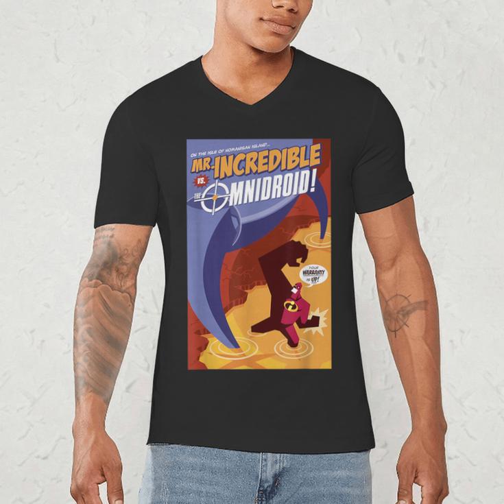 Disney Pixar The Incredibles Omnidroid Comic Book Cover Men's V-Neck T-Shirt