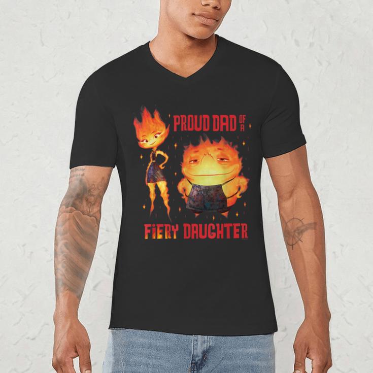 Disney And Pixar’s Elemental Proud Dad Of a Fiery Daughter Men's V-Neck T-Shirt