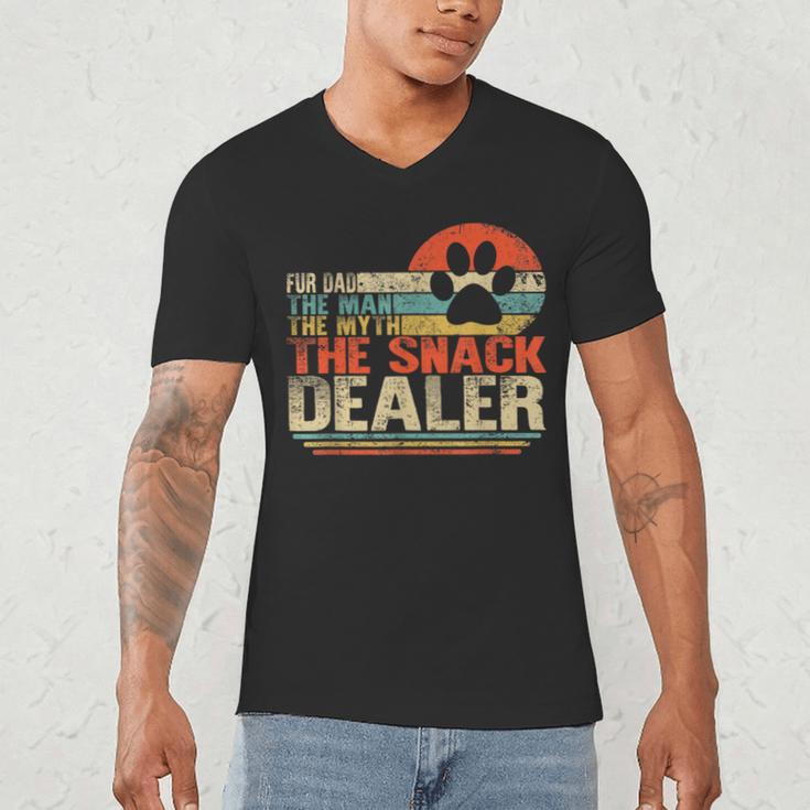 Dog Fathers Day Fur Dad The Man The Myth The Snack Dealer Men's V-Neck T-Shirt