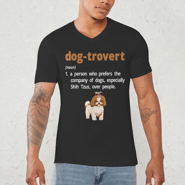 Dog-Trovert Shih Tzu Humor Definition Introvert Men's V-Neck T-Shirt